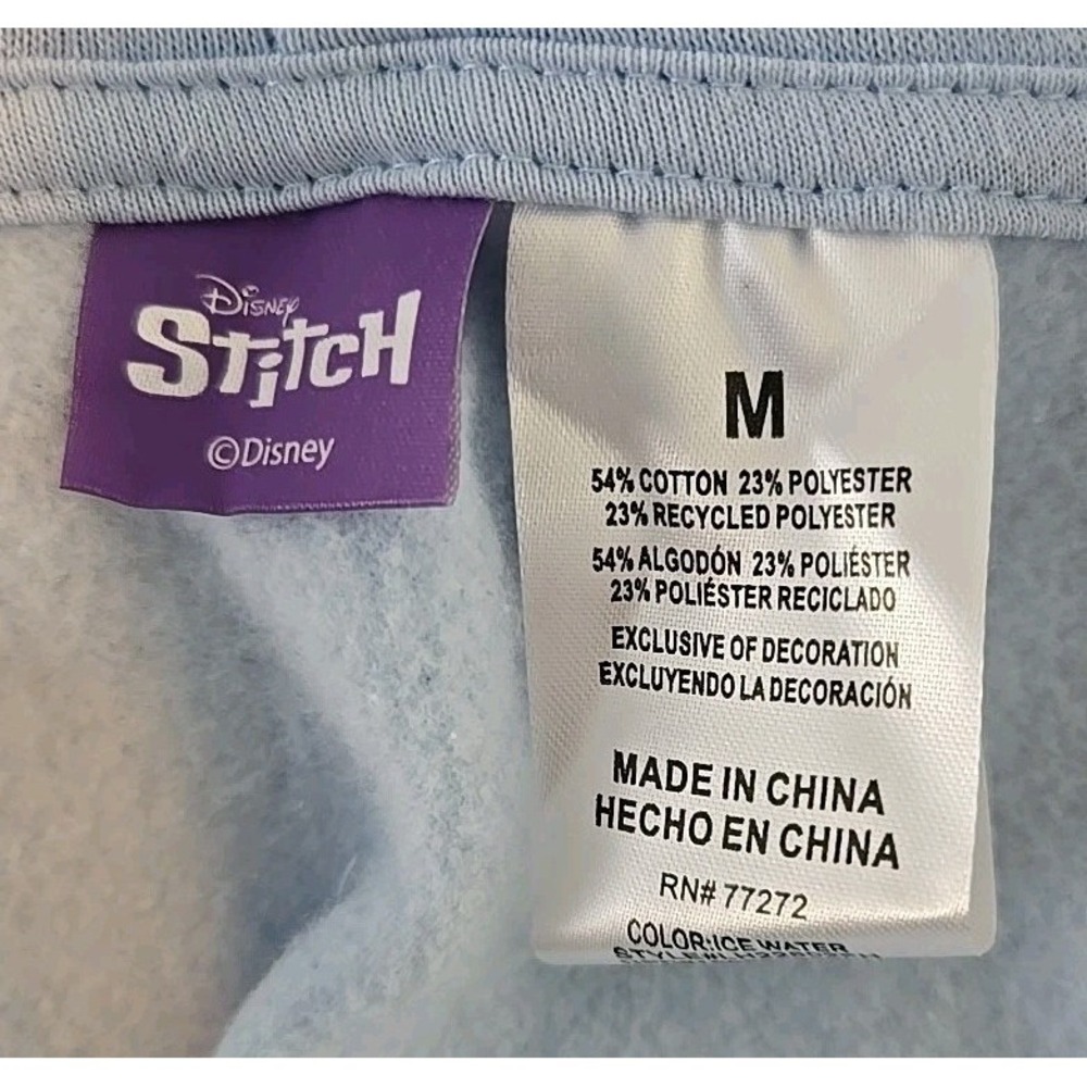 Disney Stitch Zipup Hoodie Size Medium New Light Blue - Picture 4 of 5